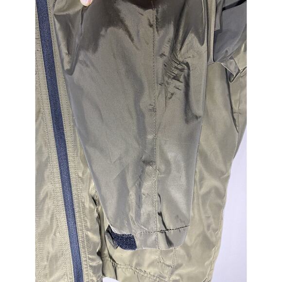 Lucky Brand Jacket Green Lightweight Mid Length Bomber Style Full Zip Hood *FLAW - Picture 11 of 12